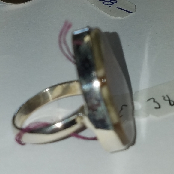 New Sterling Silver Petrified Wood Ring Size 7.5 - Picture 2 of 6